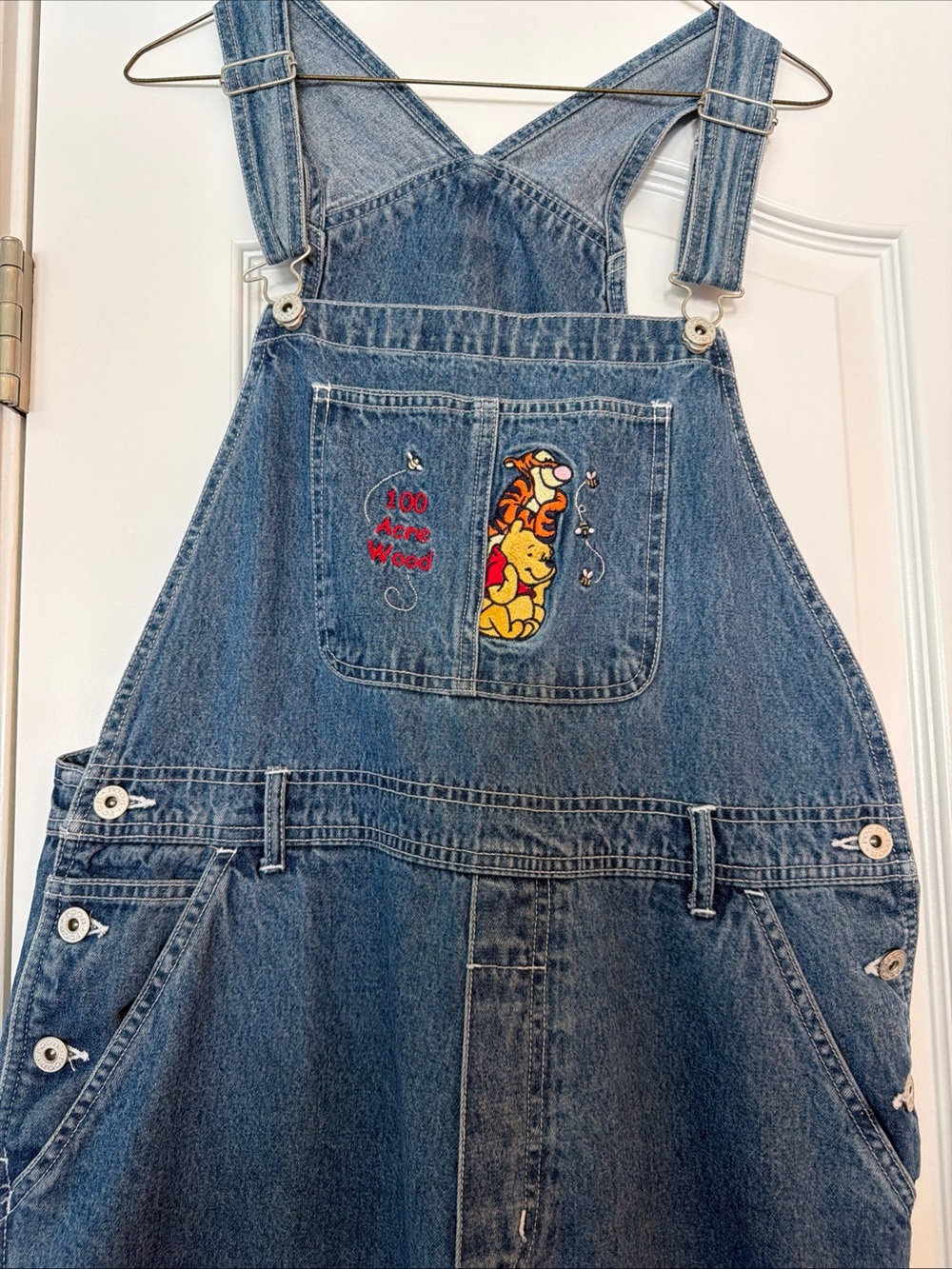 VTG Disney Winnie the Pooh & Tigger Too Overalls Chasing Bees Flower Embroidered